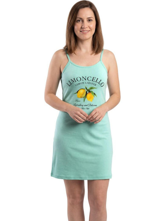 Nina Club Summer Cotton Women's Nightgown Turquoise