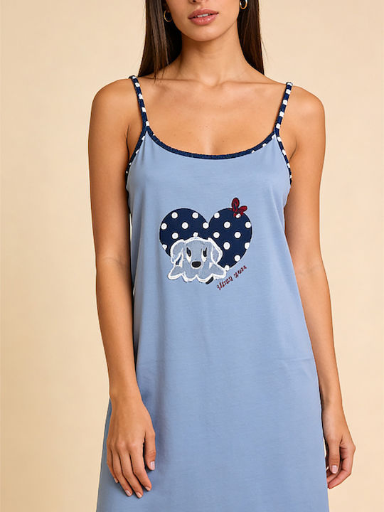 Goodnight Summer Cotton Women's Nightgown Blue