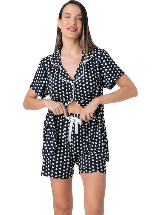 Relax Lingerie Summer Women's Pyjama Set Navy Blue