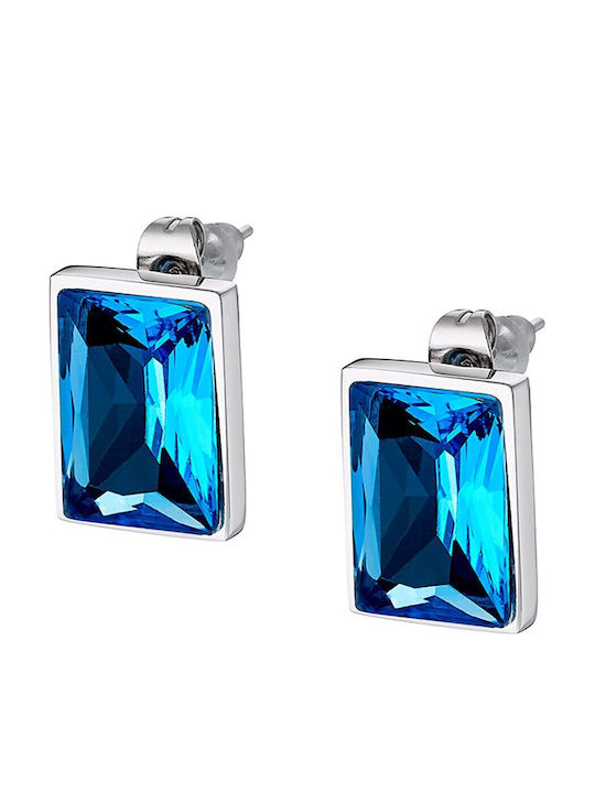 Verorama Steel Earrings with Blue Stones