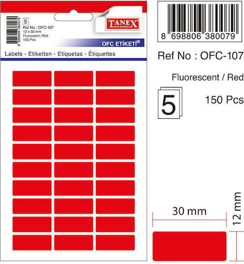 Tanex 150 Selbstklebende Etikettenrollen 12x30mm