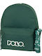 Polo Double Scarf School Backpack Junior High-High School With Water Bottle Holder Green 27 Litre 30 x 24 x 42cm 2026