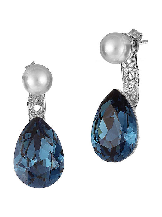 Verorama Ohrringe aus Silber mit Steinen und Perlen Marineblau