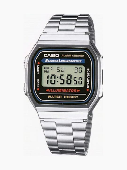 Casio Digital Herrenuhr Batterie mit Silber Metall-Armband