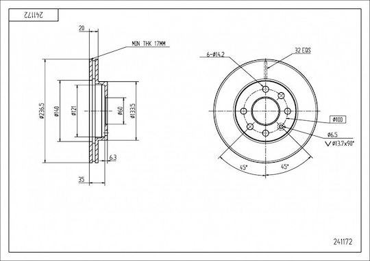 Vorderseite Bremsscheibe Kadett E 1.8 Nexia Mal Set 569014