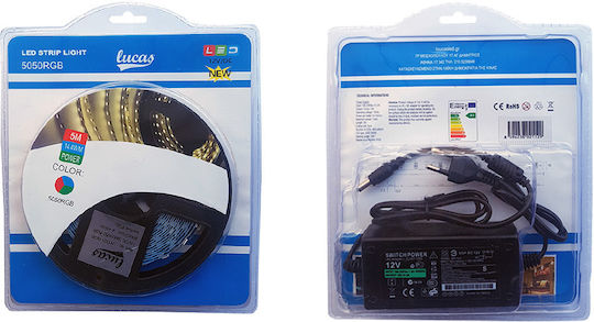 Lucas LED Strip For TV 12V RGB Light 5m SMD5050 Type With Power Supply & Remote Control