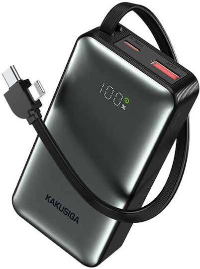Kakusiga KSC-1099 Power Bank 10000mAh with USB-A Port and USB-C Power Delivery Port Black
