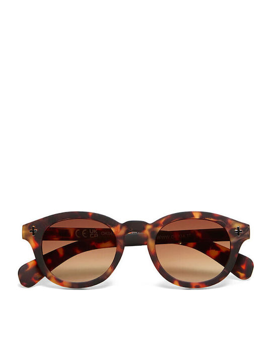 Okkia Unisex Ochelari De Soare Cu Culoare Maro Tortoise Cadru Și Culoare Maro Degrade Lentile OK048CH