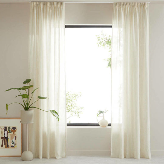 Saray Home Curtains With Pencil Pleat Ivory 160x280cm