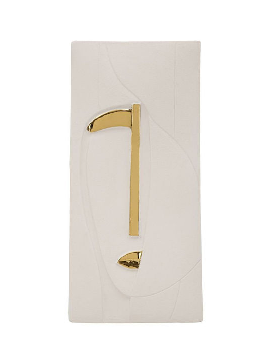 Mauro F Wall Decor Nairobi White Made of Ceramic Material 49.5x6.5x23.5cm
