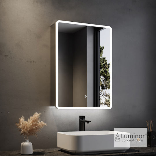 Baklatsidis Rectangular Bathroom Mirror Led Metal with Cabinet 50x70cm
