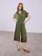 Celestino Zip Culottes Solid Viscose Loose Fit Khaki