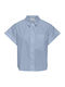 Short Sleeve Women's Cotton Shirt Cashmere Blue