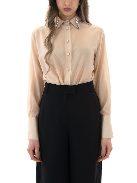 C. Manolo Long Sleeve Women's Beige Shirt