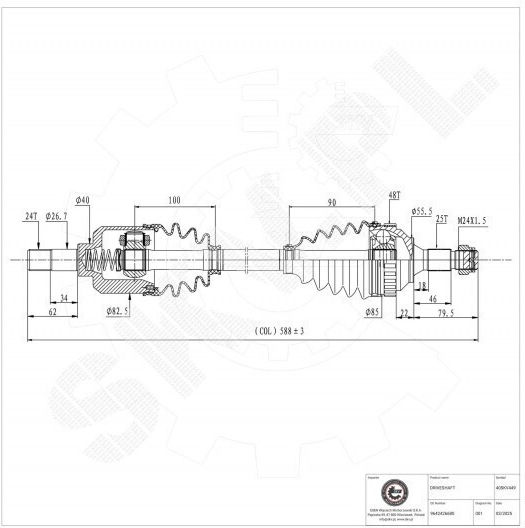 Jumătate De Axă De Transmisie Citroen Berlingo Xsara Peugeot Partener Față Stânga 9642426680