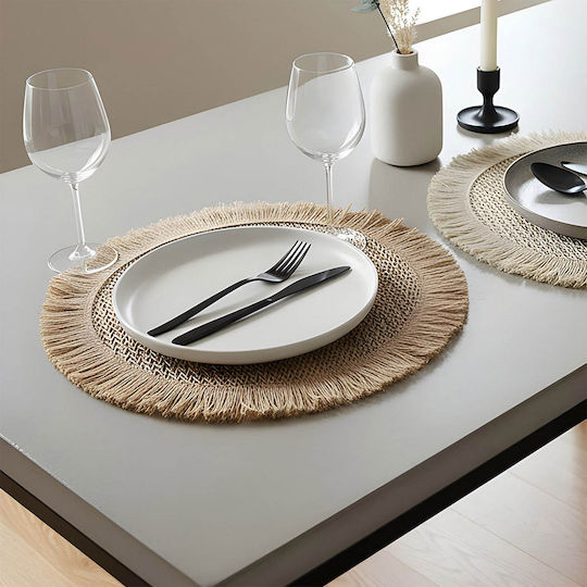Pepita Round Paper Brown Placemats 38cm