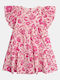 Girls Dress Short Sleeve Floral Orange