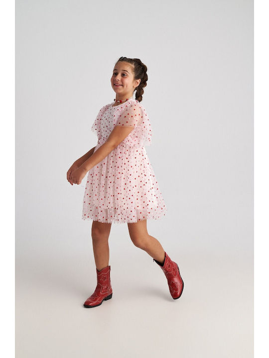 Two In A Castle Girls Short Sleeve Tulle Pink D...