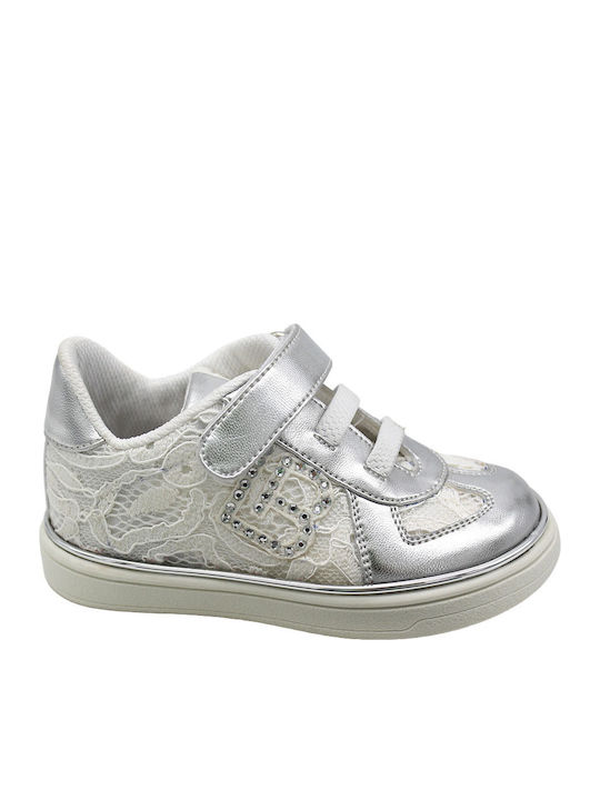Παιδικά Sneakers Ανατομικά με Σκρατς & Φωτάκια Ασημί