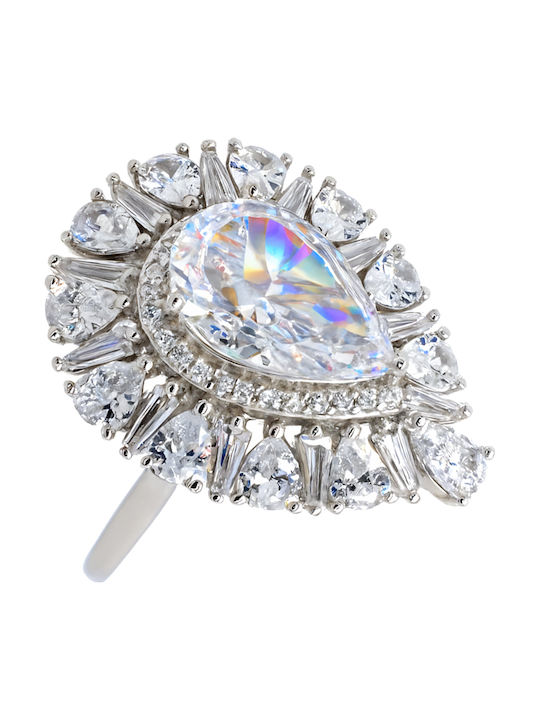 Xrisokosmima Women's Ring with Zircon Made of Silver