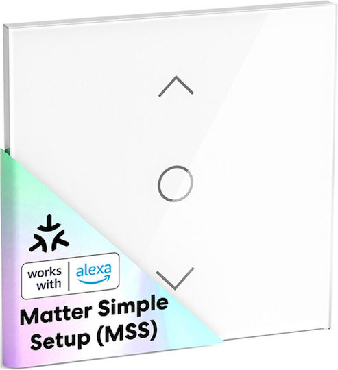 Meross Χωνευτός Διακόπτης Τοίχου Αφής Wi-Fi Ρολών Μονός με Πλαίσιο