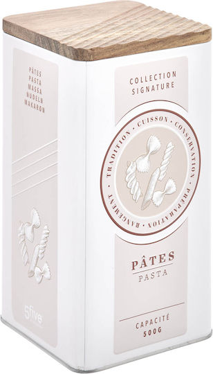 5Five F-v Signature Pasta Jar with Airtight Lid Metallic White 11x11x19.5cm