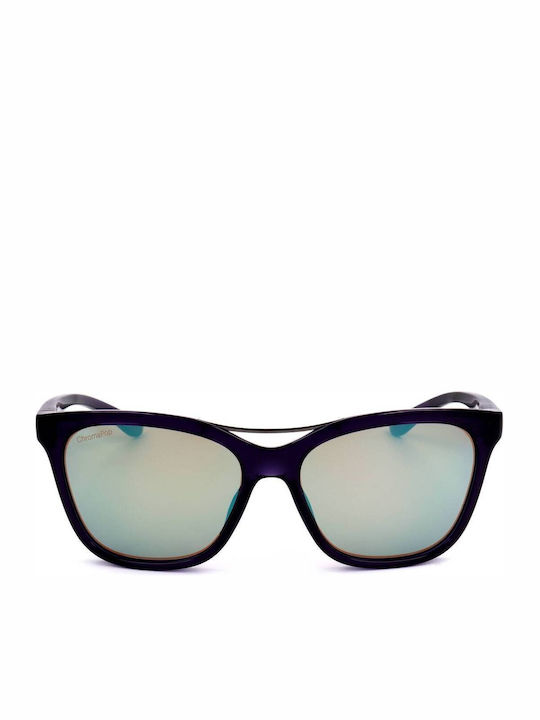 Smith Unisex Sunglasses With Purple Frame And Green Lens