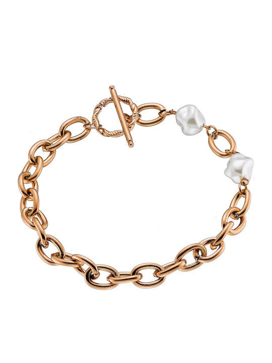 Verorama Women's Bracelet From Gold Plated Stainless Steel With Pearls