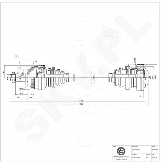 Ημιαξόνιο Bmw 3 Z4 Πίσω Δεξιά 33211229496