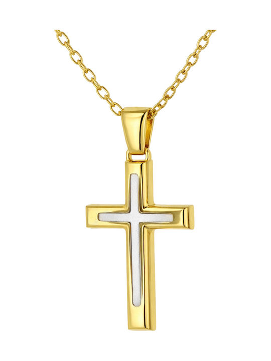 Männlicher Kreuz aus Vergoldetem Silber mit Kette