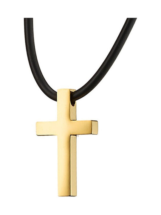 Verorama Male Cross from Gold Plated Steel with Cord