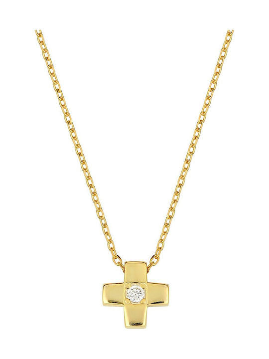 Verorama Cross from Gold Plated Silver with Chain