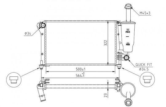 Fiat Panda Auto-Kühlschrank 1.1-1.2 8v 03 46798741