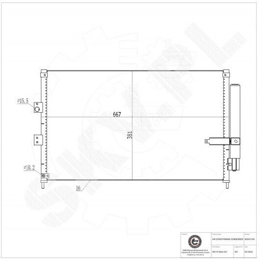 Condensator Climatizare Honda Civic VIII Dezumidificator 80110SNAA41