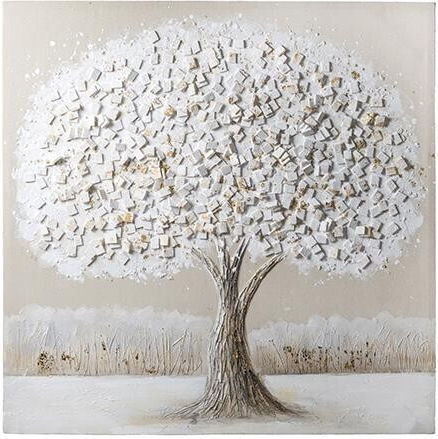 Πίνακας Δέντρο 3d Λευκό Μπεζ Καφέ Δ:100x100cm
