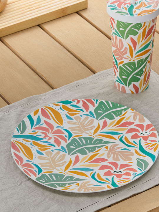 5Five Shallow Plastic Multicolour Plate with Diameter 25cm