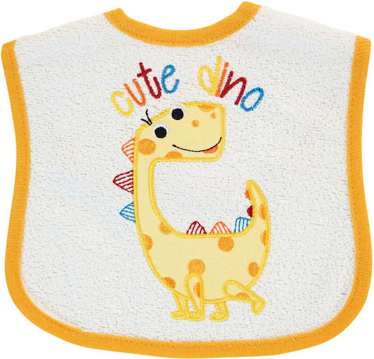 Baby Tone Cute Yellow Dino Σαλιάρα από 100% Βαμβάκι με Αυτοκόλλητο Cute Yellow Dino