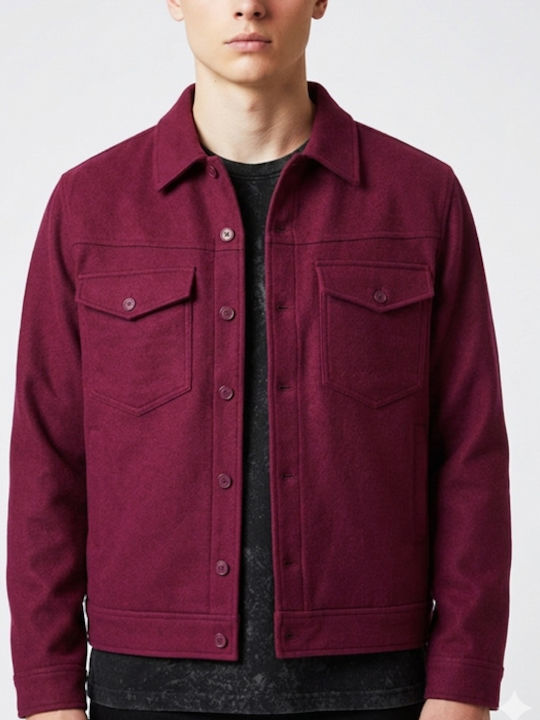 Short Women's Jacket for Spring/Autumn Burgundy