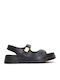 Deri Damen Anatomisch Schwarz Sandalen