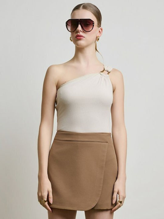 Asymmetrisches Damen-Bodysuit mit Metall-Detail...