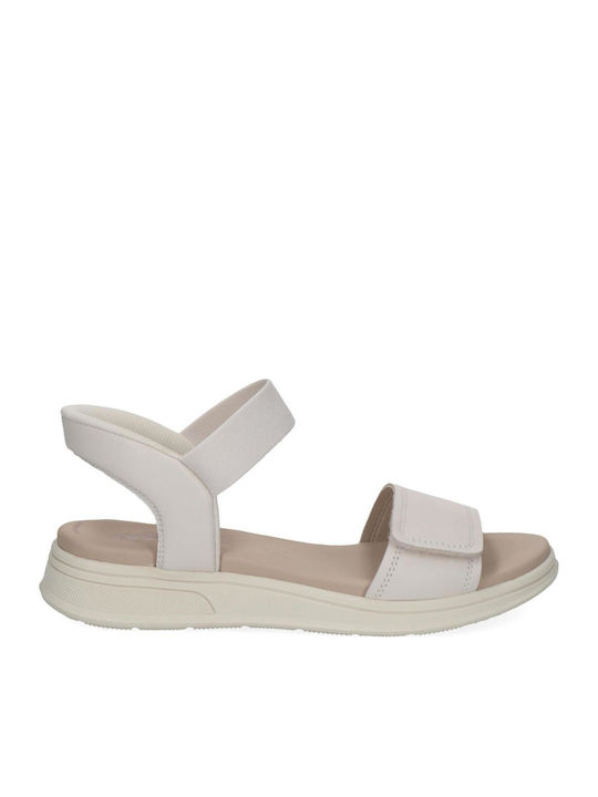 Caprice Leather Women's Flat Sandals White