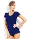 Short Sleeve Navy Blue Women's T-Shirt