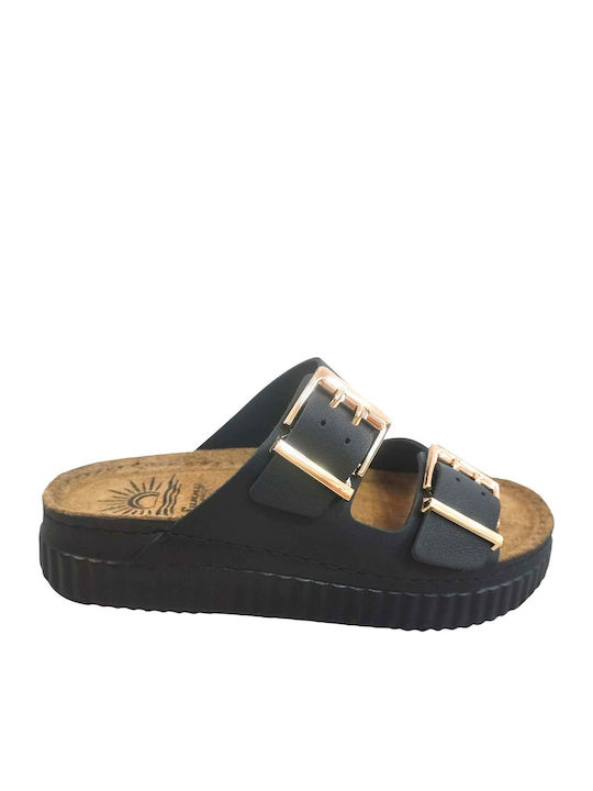 ROMA Leather Women's Anatomic Black Sandals