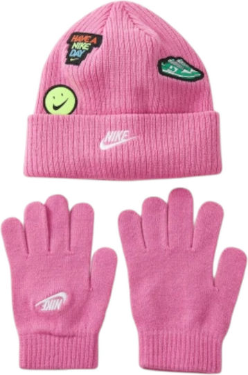 Peak Beanie Unisex Σκούφος Πλεκτός σε Ροζ χρώμα