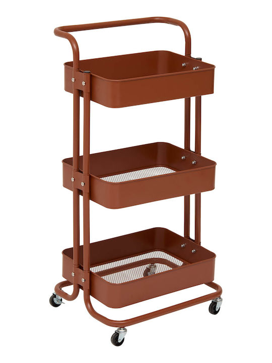 5Five Metallic Kitchen Trolley 3 Tiers Brown 45x36.5x86cm