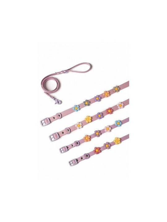 Unicord Waterproof Handmade Dog Collar Collar Crocs Charm Lilac Flowers 44-50cm Large
