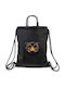 Leder Damen Handtaschen Rucksack Schwarz