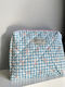 Toiletry Bag Plaid Bows Light Blue Large