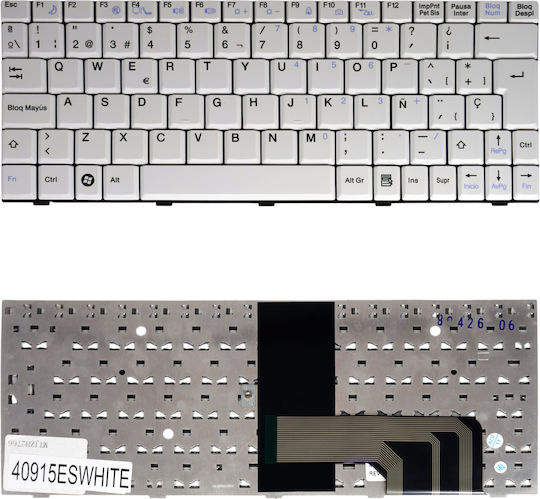 Spanish Laptop Keyboard Advent K4000 8112 8212 9112 9212 9912 4401 Uniwill S20ii S200 K002427b1 71gx20082-00 V-00243ck1-sp K002428b1 ES White Code 40915eswhite