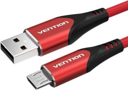Vention Braided USB 2.0 to micro USB Cable Κόκκινο 1m -46831 1τμχ